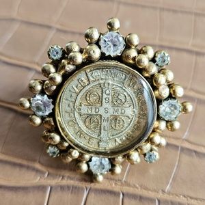 Virgins Saints & Angels San Benito Cloister Ring Gold Crystal size 7